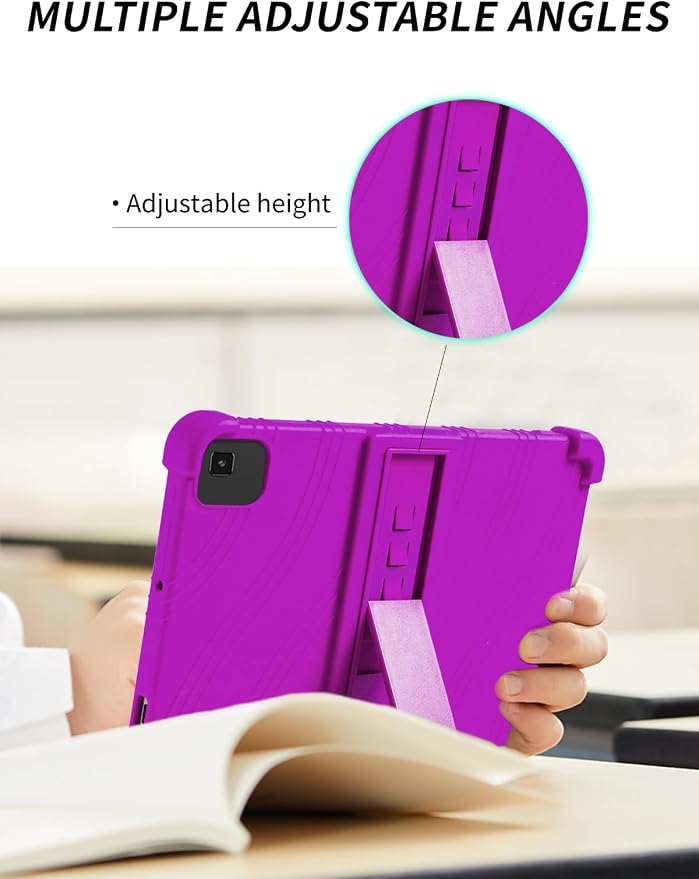 Case for YLEEBG TAB10 10 inch Android 14 TabletsWUNIAK Hollow Back DesignHeat Dissipation Shockproof Lightweight Adjustable Kickstand Silicone Shell&ampKids Friendly Soft CaseBlack