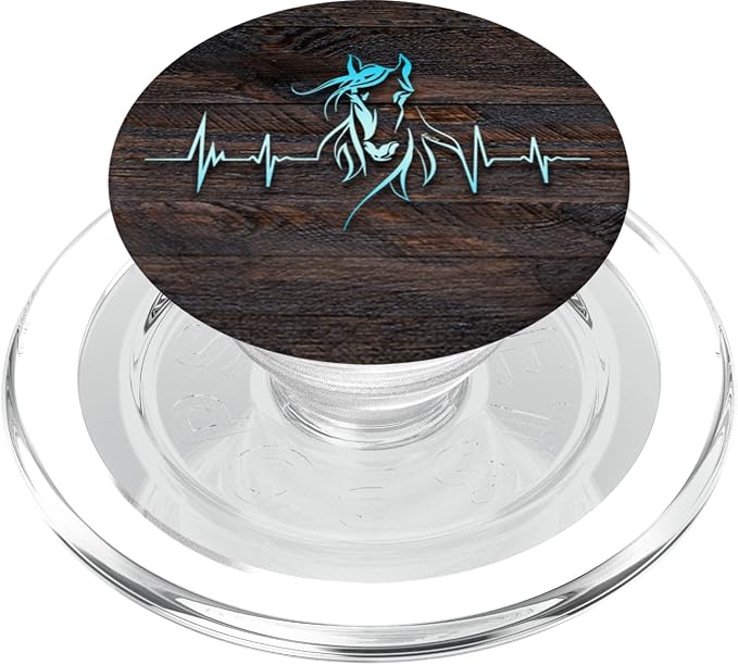 Horse Heartbeat on Rustic Woodgrain Print PopSockets Adhesive PopGrip