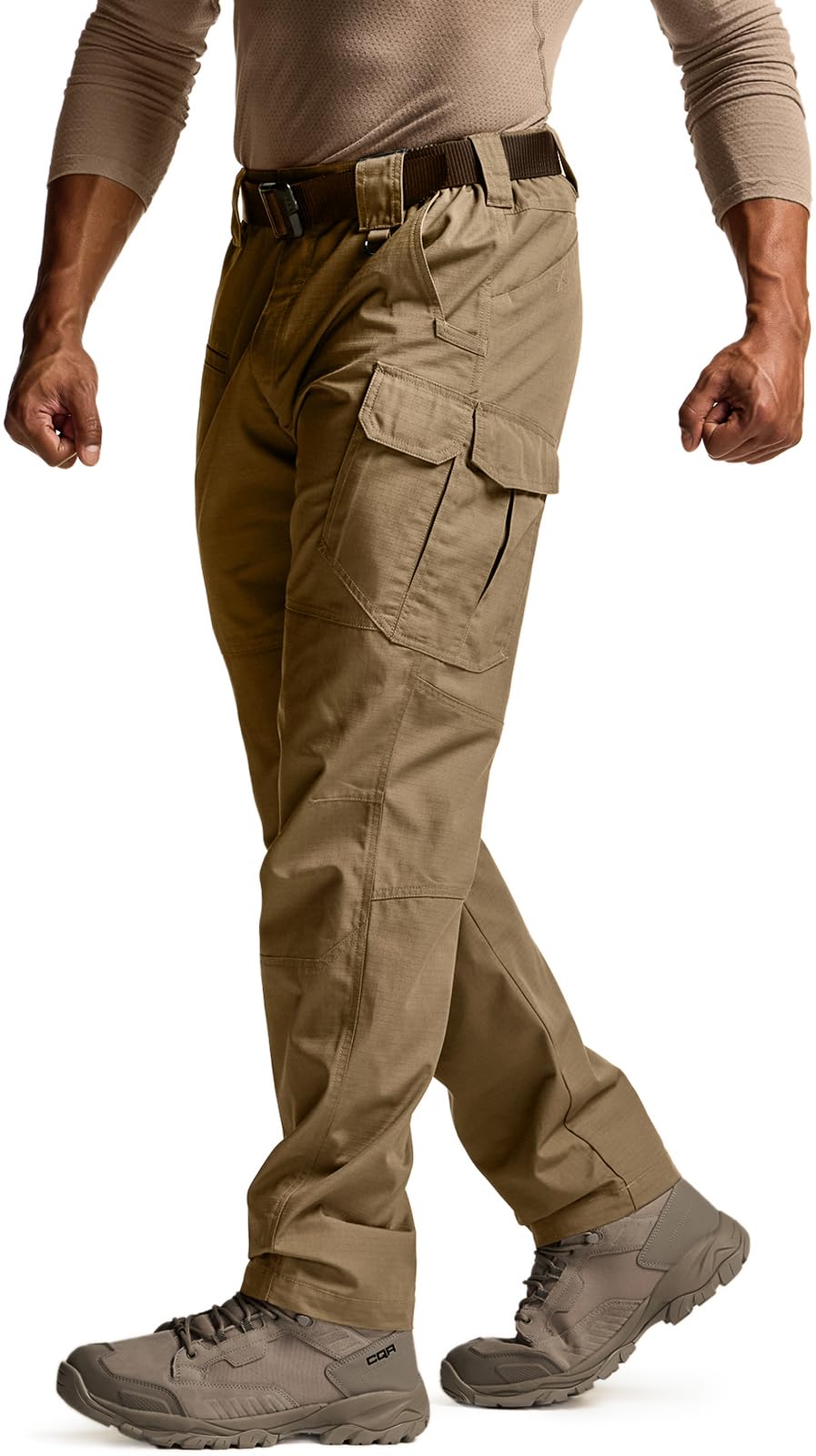 CQR Men's Tactical Pants, Water Resistant Ripstop Cargo Pants, Lightweight EDC Work Hiking Pants, Outdoor Apparel, Raider Mag Pocket Cougar, 40W x 34L