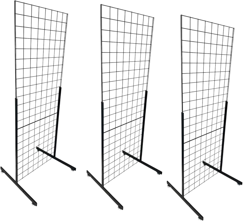 Only Hangers Heavy Duty 2' x 5.5' Gridwall Art Display Panel with EZ Slide-On Grid Legs - No Hardware or Tools Required - No Screws, Nuts, or Washers. (Set of 3)