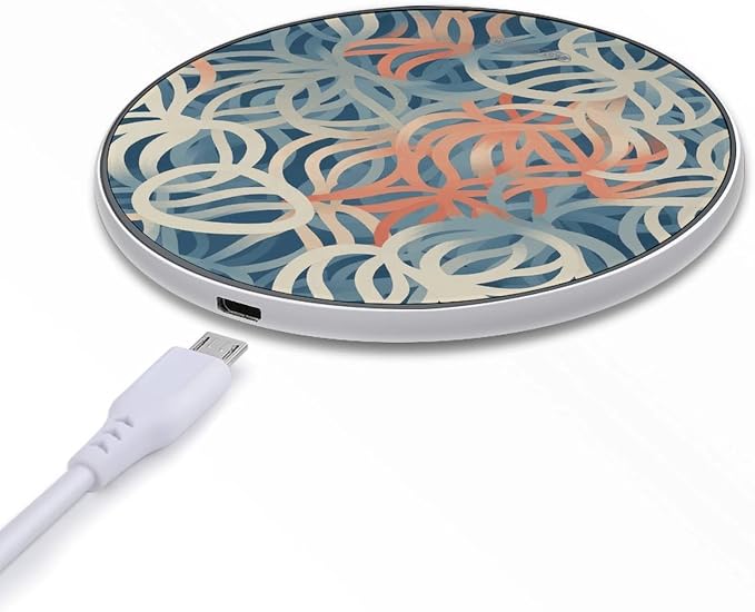 Coral Coloured Patterns Wireless Charger Portable Fast Charging Pad Lightweight Wireless Charging Pad 10W Slim Charging Station for Phone Charger Mat for Travel Home Office Desk