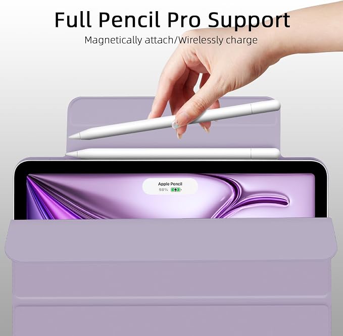 for iPad Air 13 inch M4/M3/M2 Case (2026/2025/2024Model A3268/A3269/A3271) Auto Sleep/Wake and Magnetic Closure Slim Trifold Stand Case PU Leather Cover Support Apple Pencil Pro Black