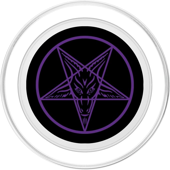 Purple Satanic Pentagram Star Baphomet Devil Hail Satan 666 PopSockets Adhesive PopGrip