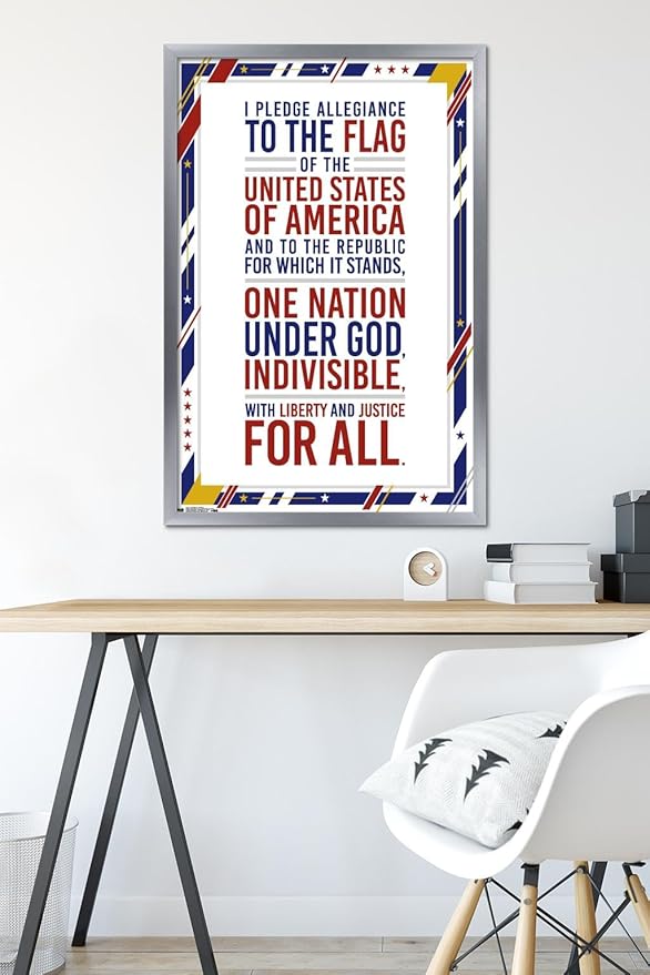 Trends International The United States Of America - Pledge Of Allegiance Wall Poster, 22.375" x 34", Silver Framed Version