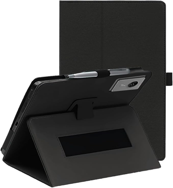 Case for Lenovo Idea Tab Plus 12.1 Inch Tablet 2025 (Black) | PU Leather Folding Cover with Pen Holder and Wrist Strap Business Travel Portable
