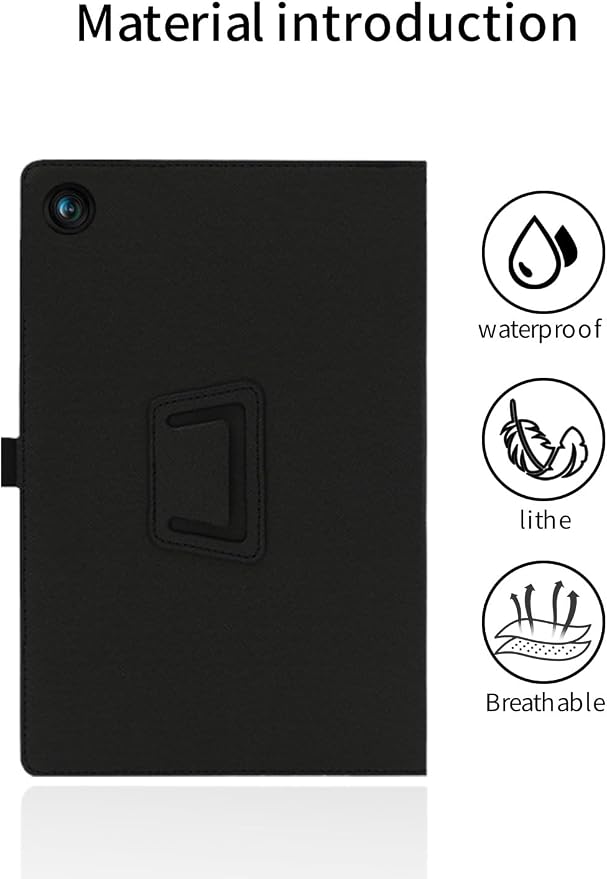 for Lenovo Tab One 8.7 Inch Android Tablet CaseBOVUGAC Folding Stand Protective Cover with Pencil Holder and Wrist StrapFull Protection Premium PUScratch Resistant(Black)
