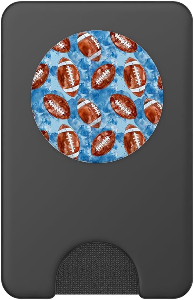 Blue Brown American Football Watercolor Sports Pattern PopSockets Adhesive PopGrip