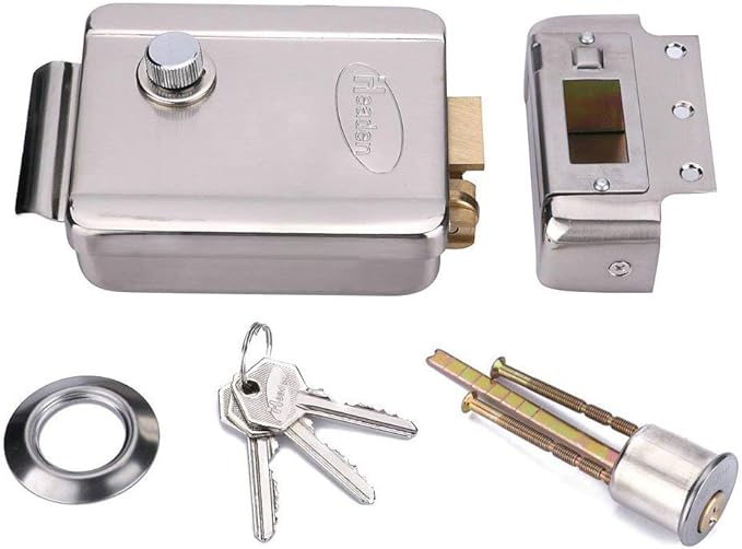 AMOCAM Electric Electronic Door Lock for Video Intercom Door Phone Vidoe doorbell DC 12V Stainless Steel E-Lock Support Wooden Glass Metal Fireproof Door
