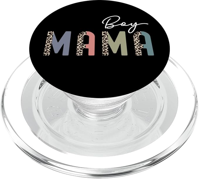 Boy Mama Simple Leopard Text Mom of Boys Cute Mothers Day PopSockets Adhesive PopGrip