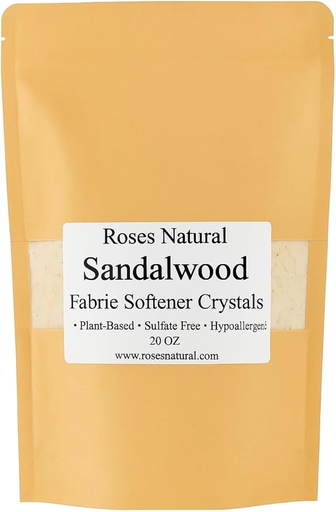 Fabric Softener Crystals, 20 oz, Plant-Based, Hypoallergenic Scent Beads, Softens & Freshens Laundry, Available in Peppermint, Lavender, Patchouli, Leather, Made in the USA (Sandalwood)