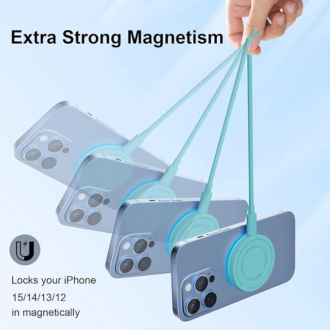 MagSafe Charger 2 Pack 15W Magnetic Wireless Charger Fast Charging Pad Compatible with iPhone 17/16/15/14/13/12 Series &amp AirPods 4/3/2/Pro Magnetic MagSafe Charging Pad with Dual Ports-Light Green
