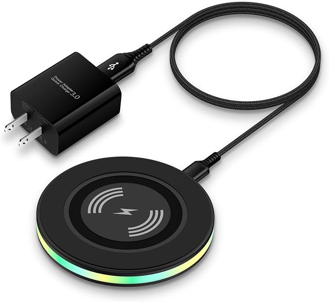 Android Wireless Charger Samsung Fast Charging Phone Charging Pad Station for Samsung Galaxy S26 S25 S24 Ultra S24+ S24 S23 FE S22 S21 S20 S10iPhone 15 Pro Max Plus 14 13with QC 3.0 Power Adapter