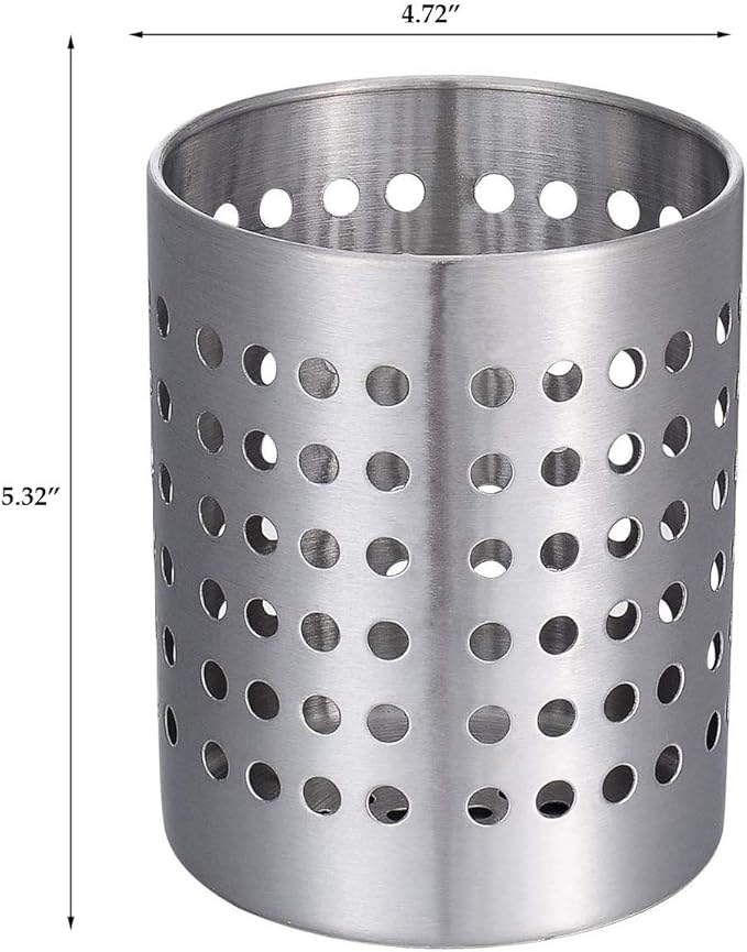 KSENDALO SUS304 Small Stainless Steel Utensil Holder for Countertop, Silver