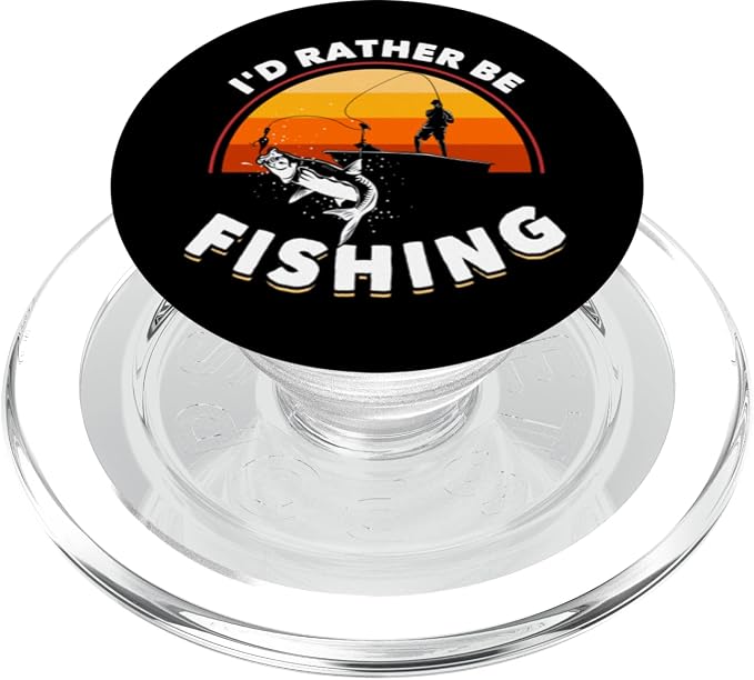 Retro Fisherman Funny Fishing PopSockets Adhesive PopGrip
