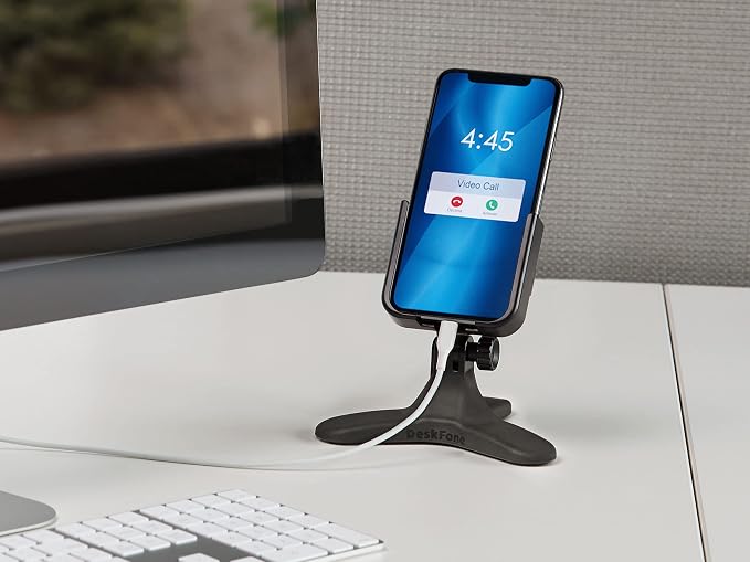 WeatherTech DeskFone - Universal Desktop Cell Phone Holder (Black Metal Knobs)