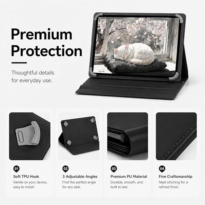 for Hasskya K80 / ACER ICONIA M10-11-K21V Tablet Case with Detachable Magnetic Keyboard Fits 9-11 Inch Tablets TPU Protection Premium PU Leather Type-C Charging (Black)