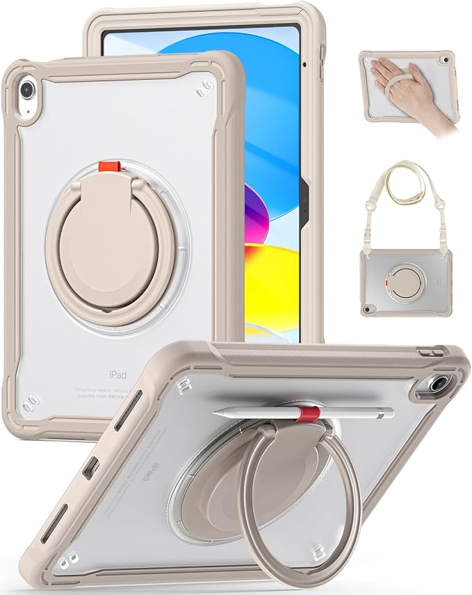 BRAECN for iPad (A16) 11th/10th Generation Case 11 inch 2025/10.9'' 2022 Handle Protective Cover 360 Rotating Ring Stand Shockproof Dropproof Case for Kids Kickstand &amp Pencil Holder &amp Shoulde