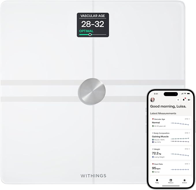 WITHINGS Body Comp WLAN Smart Scales with Full Body Analysis Including Fat Content, Muscle Mass, Bone Density, Visceral Fat, Digital Personal Scales/Body Fat Scales with Bluetooth
