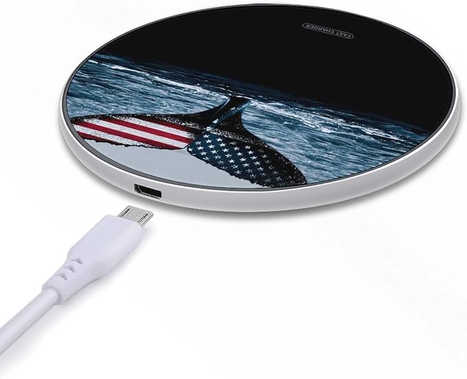 USA Alaska Whale Tail Wireless Charger SlimWireless Charging Pad Anti-Slip Charger Mat for Men Women