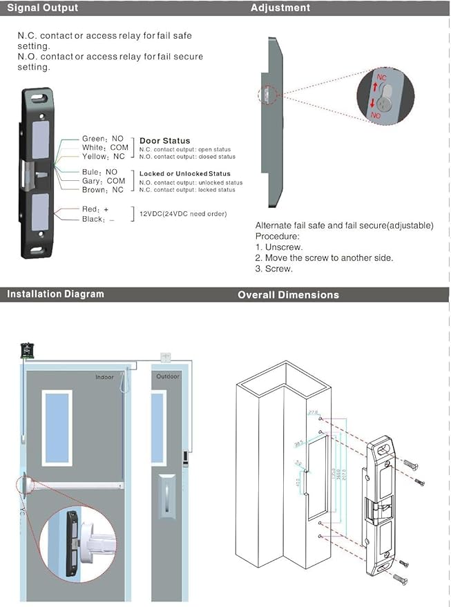 MENGQI-CONTROL LCD Video Door Intercom Access Control System Electric Strike Push Rod Lock for Panic Bar& Power Unit Full Kits Cards Phone App Remote Open