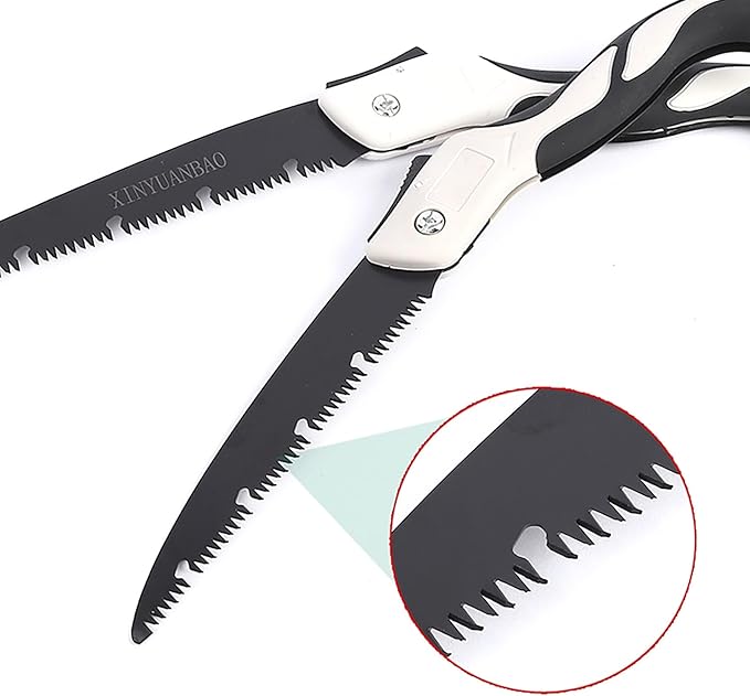 Folding Saw with Rubber Handle, 20.4 Inch Manganese Steel SK-5 Blade Pruning Saw for Hunting, Gardening, Camping and Trimming (blade 27cm)