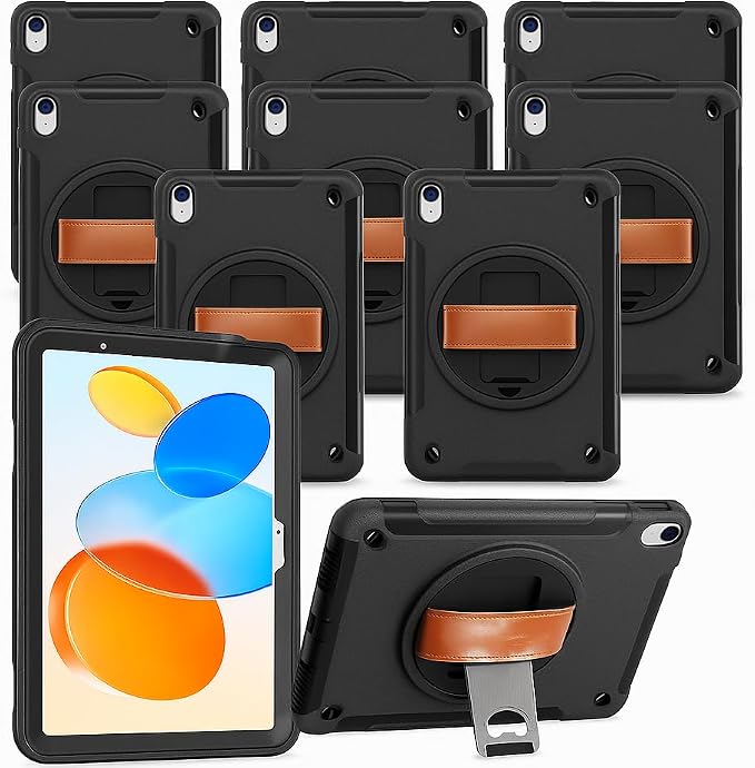 New Trent Original Rugged Case for iPad 11 (A16) 11-inch (2025) &amp iPad 10th Gen 10.9-inch (2022) | 360° Rotating Kickstand Genuine Leather Hand Strap Built-in Screen Protector Heavy-Duty Protec