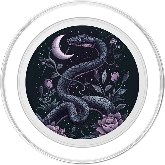 Vintage Snake Purple Flower Witchy Moon Phases PopSockets PopWallet for MagSafe