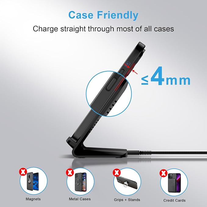 Wireless Charger for Samsung Galaxy S26 Ultra15W Fast Wireless Charging Station Android Phone Charger Stand for Samsung Galaxy S26 Ultra S26 Plus S26 S25 S24 S23 S22 S21 S20 S10iPhoneGoogle