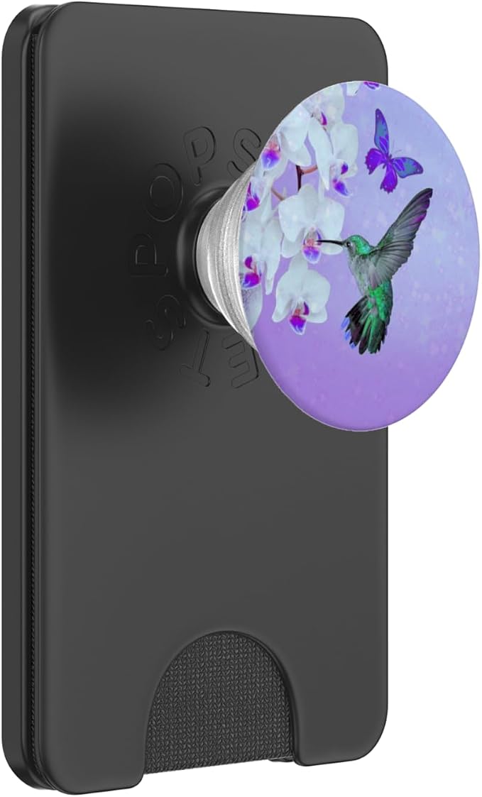 Cell Phone Pop Up Holder Hummingbird Flower Butterfly Purple PopSockets Adhesive PopGrip