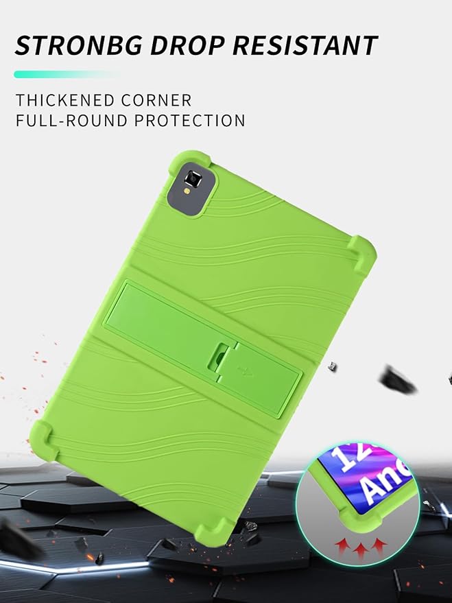 Case for YLEEBG TAB10 10 inch Android 14 TabletsWUNIAK Hollow Back DesignHeat Dissipation Shockproof Lightweight Adjustable Kickstand Silicone Shell&ampKids Friendly Soft CaseBlack