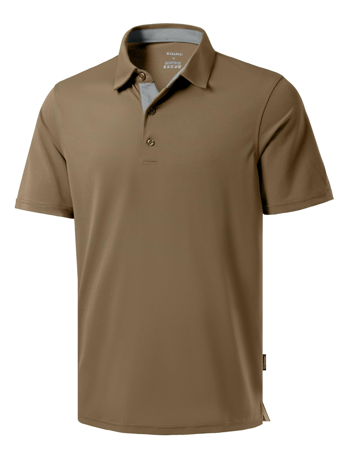 Men's Golf Shirts Dry Fit Moisture Wicking Performance Short Sleeve Collared Polo Shirts for Casual Athletic Business (Khaki, XL)