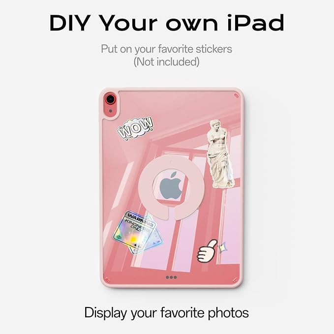 Clear Case for iPad A16 11th Generation 11 inch 2025 &amp iPad 10th Gen 10.9 inch 2022 with Pencil Holder Detachable Magnetic Rotating Transparent Hard PC Back Auto Wake/Sleep Trifold &amp Y Stan