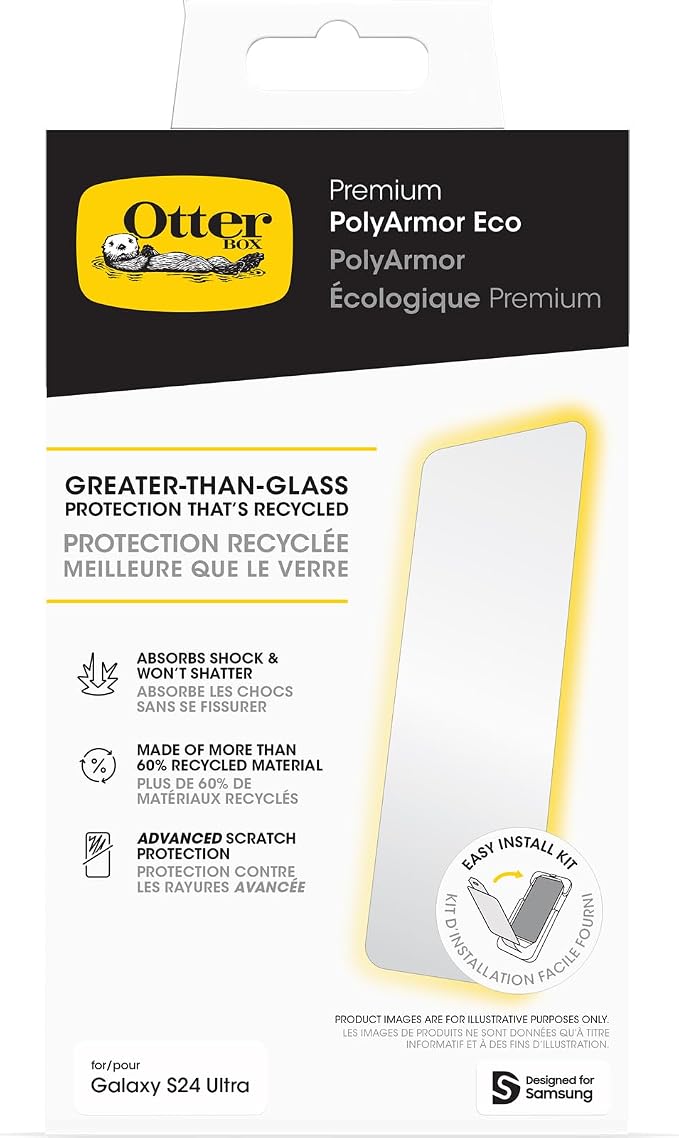 OtterBox Samsung Galaxy S24 Ultra Screen Protector Polyarmor Premium Vivid Clarity True Touch Response Easy Installation
