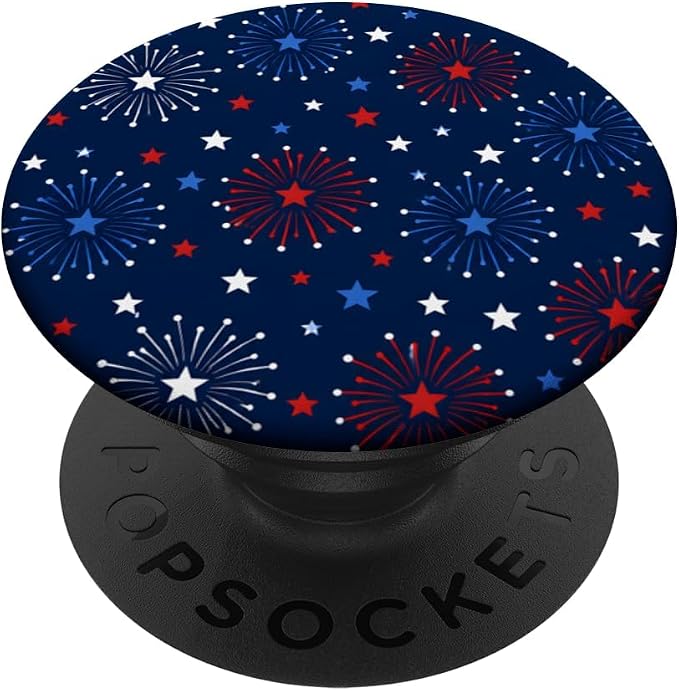 Firework Star Pattern Patriotic 4th of July Red White Blue PopSockets PopGrip for MagSafe
