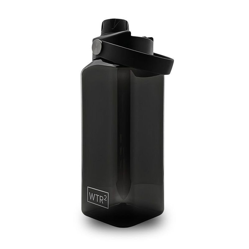 WTR² 32oz Square Water Bottle, Transparent Black, Leakproof Lid, BPA/BPS-Free Tritan, Lightweight & Impact Resistant for Work, Gym & Everyday Use