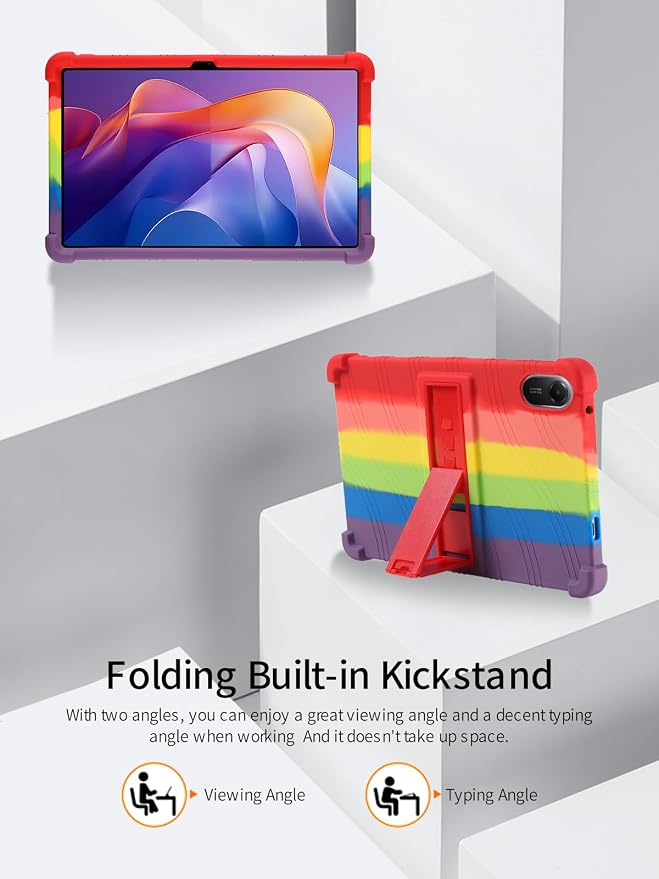 for Xiaomi Redmi Pad 2 Tablet 11 inch Tablet CaseBOVUGAC Soft Silicone Adjustable Stand Shockproof Kids Friendly for Redmi Pad 2 11 Tablet(Black)