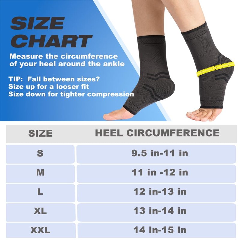 ABIRAM Ankle Brace for Men & Women - Adjustable Compression Sleeve with Wrap, Stability Support & Relief for Sprained Ankle, Plantar Fasciitis & Achilles Tendonitis - Breathable Running & Sports Gear