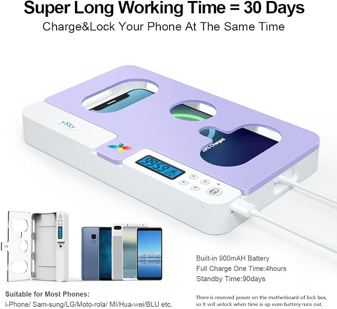 ySky Phone Lock Box with TimerPhone Access Blocker Device for Cell Phones Limits Smartphone Access Reduces Screen Time &amp Improves FocusTimed Jail Locker to Help KidsStudents Adults Focus Bac