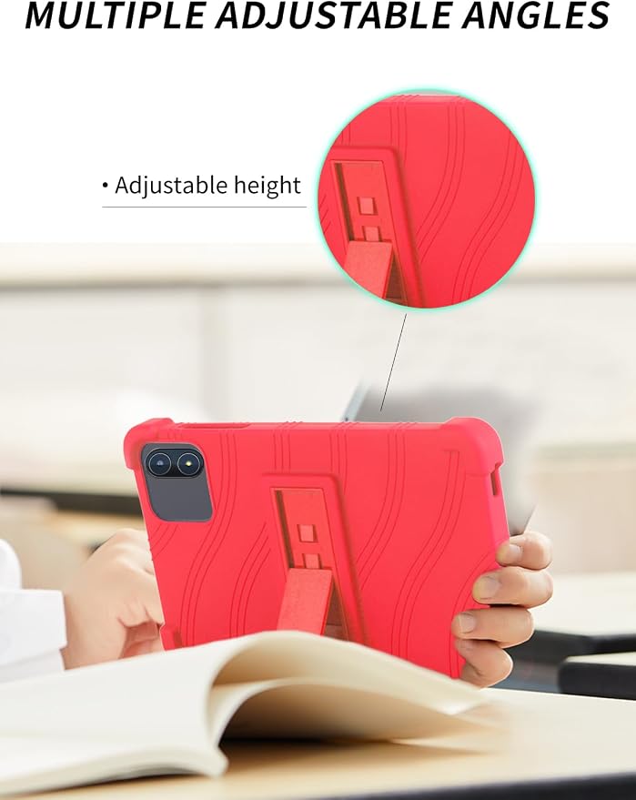 Case for Zuleisy E8A Android 15 Tablet 8.7 inch，WUNIAK Shock Proof Lightweight Stand Rubber Shell Protective CoverKids Friendly Soft Silicone Adjustable Stand CoverBlack