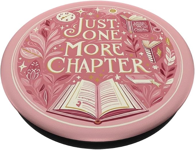 Just One More Chapter Bookish Reading Pink Book Lover PopSockets Adhesive PopGrip
