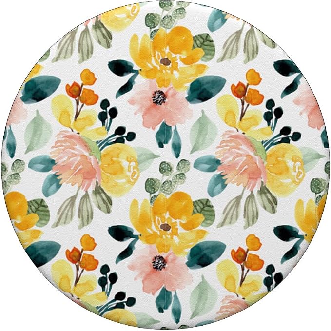 Yellow Rose Pink Floral Orange Flower Design for Women Girls PopSockets Adhesive PopGrip