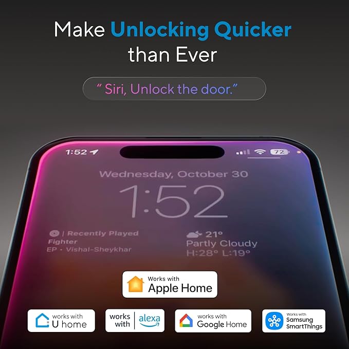 ULTRALOQ Bolt Fingerprint WiFi Smart Lock, Works with Apple Home, Siri, Alexa, Keyless Entry with Fingerprint ID, App Remote Control, Keypad Deadbolt, BHMA Cert., Easy Install, IP65, Black