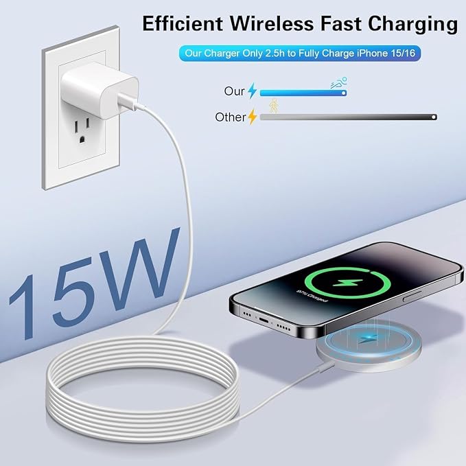Magnetic Wireless Charger for iPhone 17 162Pack 6FT Wireless iPhone Charging Fast Mag-Safe Charger with Apple USB C Charging Block for iPhone 17 Pro max/17Air/16/15/14/13/12/11/AirPods Pro 3/2-Black