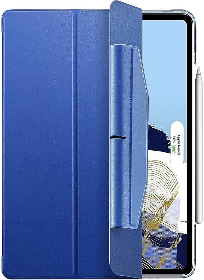 SaharaCase ESR Folio Case for Apple iPad Pro 11 (3rd Generation 2021 &amp 4th Generation 2022) [Shockproof Bumper] Rugged Protection Antislip Grip Leather Kickstand (Blue)