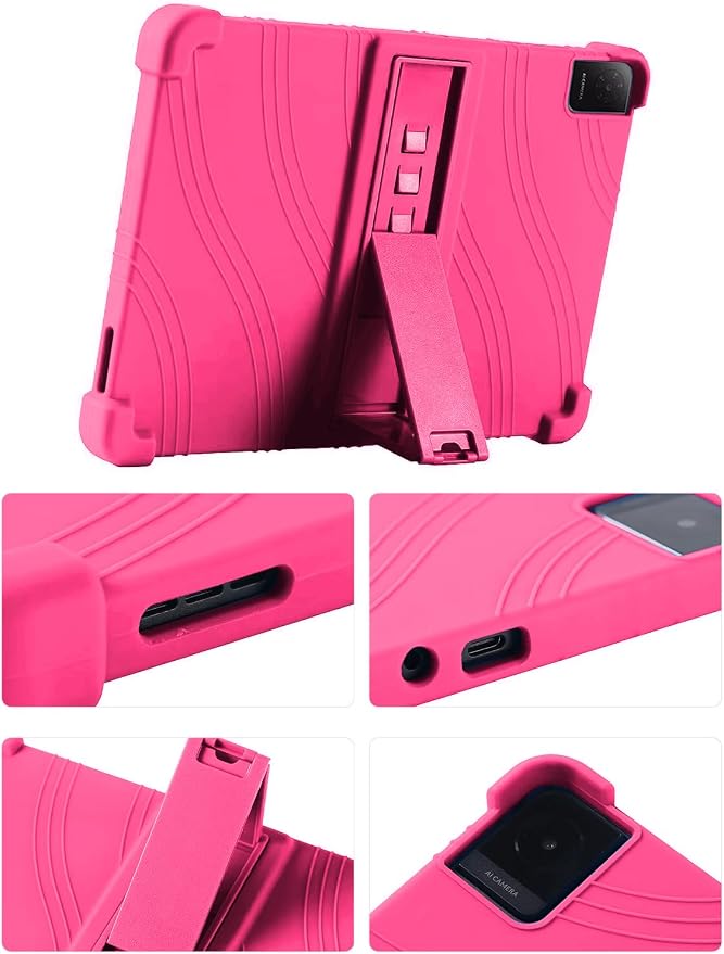 Case for TCL Tab 10L Gen 4 (Model 8483A) 10.1 Inch Tablet Soft Silicone Heavy Duty Shockproof Protective Cover with Adjustable Kickstand (Black)