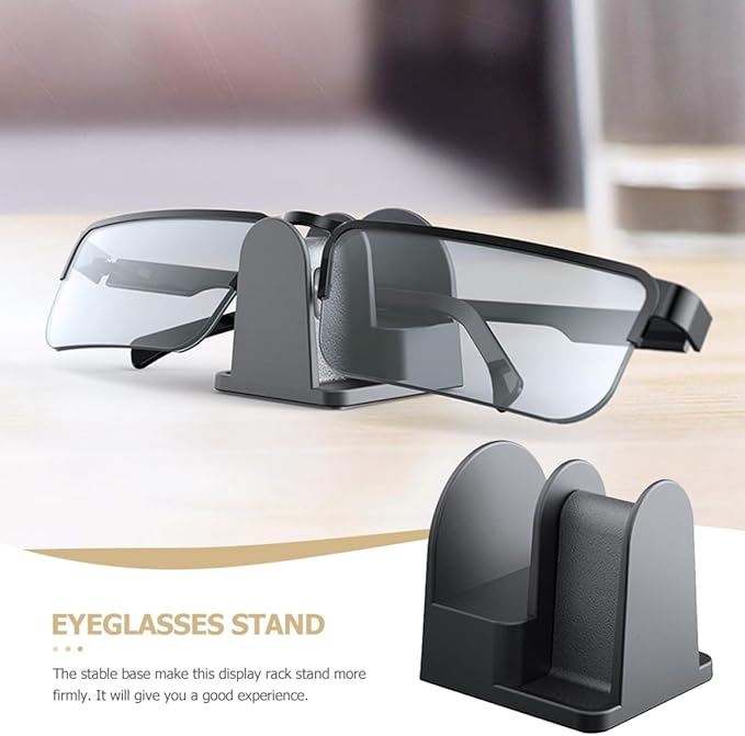 Tofficu Wall-Mounted and Desktop Eyeglasses Holder Stand, Black Sunglasses Storage Rack for Car and Office, Sturdy Eyewear Organizer for Glasses Display and Storage