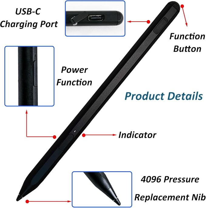 U1 Stylus Pen for Google Pixel Tablet PenUSI 2.0 Stylus for Google Pixel Tablet Stylus for Pixel Tablet with 4096 Pressure SensitivityPalm Rejection(Black)
