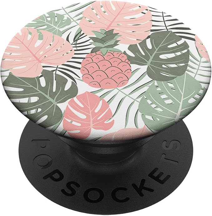 Tropical Hawaiian Pineapple Pink Sage Colors Pattern PopSockets Swappable PopGrip