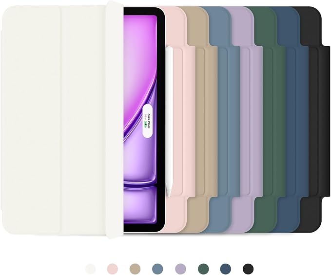 for iPad Air 13 inch M4/M3/M2 Case (2026/2025/2024Model A3268/A3269/A3271) Auto Sleep/Wake and Magnetic Closure Slim Trifold Stand Case PU Leather Cover Support Apple Pencil Pro Black