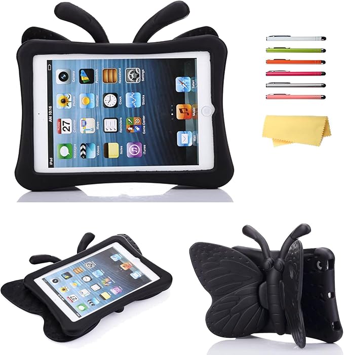 Kids Case for 7.9 iPad Mini 5/4/3/2/1 Silicone Shockproof Cover with Handle Kickstand Black